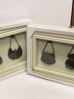 Set of 2 Framed Mini Purse Shadowbox Wall Art - Brown & Gray